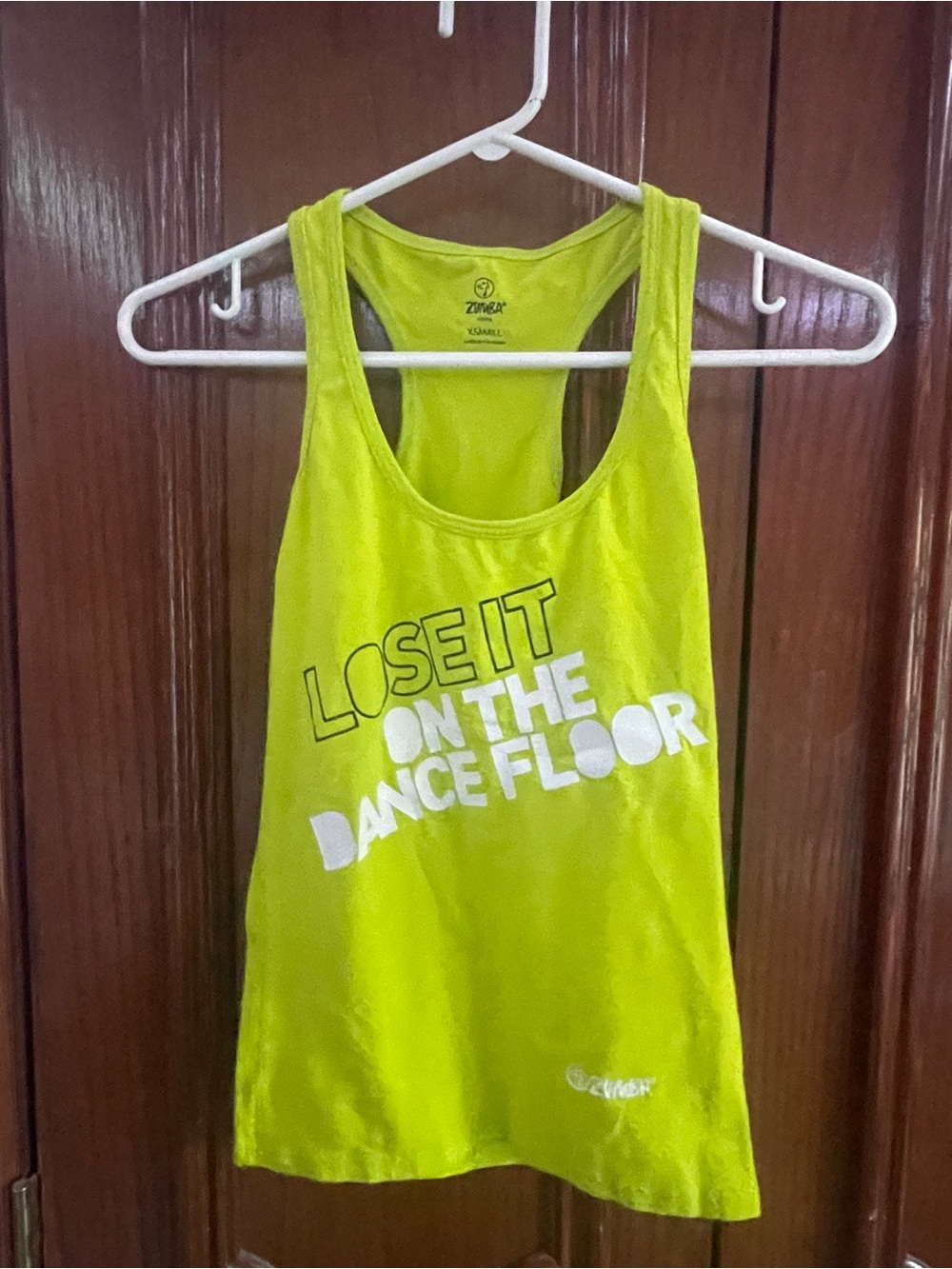 Zumba Fitness Lime Green Racerback Tank with White Graphic